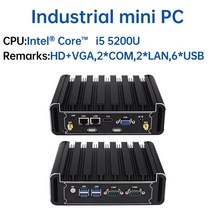 YINGCHI 미니 PC 팬리스 듀얼 LAN 2 RS232 마이크로 산업용 컴퓨터 인텔 i3 4005U 5005U i5 4278U 5200U i7 4578U J4125 J6412, 8G RAM 256G SSD WiFi, 미국, Intel Core i5 5200U