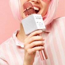 캠핑 강의 무선 노래방 마이크/ 스탠드마이크 음질좋은 회의마이크 수업용, 로즈골드