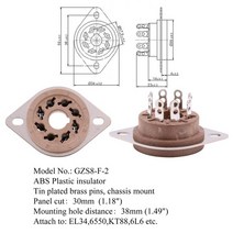 PCB 섀시 마운트 플라스틱 8 핀 Octal 진공관 소켓 베이스 EL34 EL37 GZ32 GZ34 KT66 KT88 5U4G 5881A 6B4G 벨트 스타일, [03] GZS8-F-2, GZS8-F-2