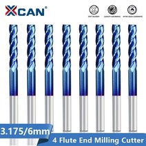 니블러 철판 가위 커터 XCAN-카바이드 밀링 4 플루트 CNC 라우터 비트 알루미늄 황동 절단용 3.175-6mm 생크 플랫 와 밀, 3.175x3.175x12x40, 1개