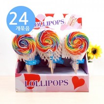 롤리팝 캔디 원형 레인보우 60g x24개, 24개