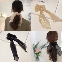 러블리 쉬폰 리본 곱창 머리끈 2종 세트 H085