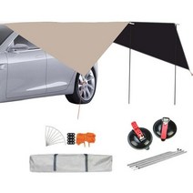 차박텐트 오토캠핑 야외 차박 자동차 뒷문 천막 트렁크 텐트 차양 방수 차량 측면 지붕 상단 휴대용 옥상 비 캐노피, [01] Khaki