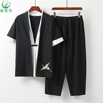 셀럽당 남자 여름 생활한복 모시옷 반팔 바지 세트 빅 사이즈 (M-9XL) A01955