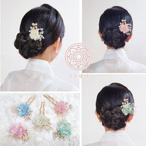 [라온제나 웨딩]혼주 한복 머리장식 비녀 헤어 뒤꽂이 헤어코사지 장신구 한복헤어핀 셀프웨딩 돌찬지 칠순