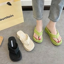 엣지걸슈즈 F627 푹신한 통굽 쿠션 쪼리 오버솔 플립플랍 슬리퍼 5cm굽