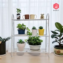 화분대 철제 화분받침대 화분진열대 거치대 정리대 인테리어 선반, B타입 흰색+수평조절발, 3단