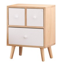 팬물산 모던 화이트 2단 협탁, 네츄럴 + 화이트