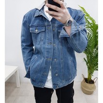 남자 봄 오버핏 후드탈부착 레이어드 청자켓