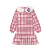 쁘띠앙팡 경산점 보들 보들한 체크에 퍼카라가 귀여운 쁘띠 카라 체크 원피스