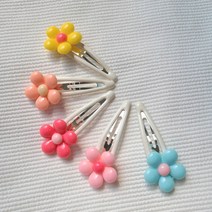 유아 머리핀 아기머리핀 헤어 악세사리 라운드 플라워 똑딱핀