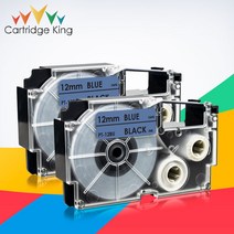 2PK XR-12BU 카시오 라벨 테이프 카세트 12mm x 8m 검정색 교체 리본 Casio KL-60L KL-100 KL-200 KL-100e LabelMaker