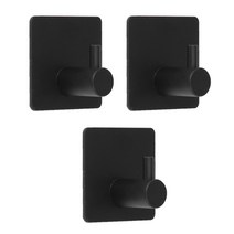 접착식 스텐 3M 강력 부착걸이 벽걸이 후크, 싱글 후크 블랙(3개입)