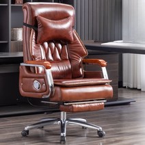 리클라이너 고급 중역의자 임원 의자 사장 회장 사무실 서재, K 천연소가죽 브라운+발받침