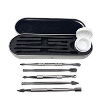 6피스 왁스 조각 스테인리스 스틸 도구 세트 실리콘 용기 및 보호 금속 휴대용 케이스 포함, 6-Piece Tool Kit