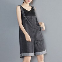마마루시아 여성 멜빵 청 반바지 데님 팬츠 오버핏 점프수트AL03