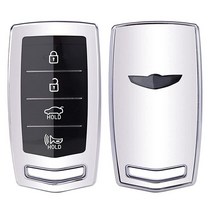 Horande 부드러운 TPU 보호 키 포브 커버 케이스 모던 2022-2022 제네시스 G70 G80 G90 키리스 엔트리 키 포브(실버), Silver