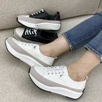 슈리오 여성 소가죽 키높이 스타 캔버스화 5cm