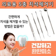 건강윤선생 의료용 휴대용 집에서 치과 기구 치경 덴탈 픽 프로브 스케일러 스켈링 잇몸 건강 관리 케어 구강 치간 이빨 치아 스케일링 셀프 치석 제거기, 1세트, 5종