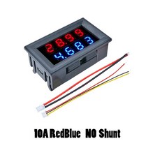 LED 디지털 전압계 + 션트 듀얼 디스플레이 4 테스터 DC 0-200V 10A, 01 10A RedBlue no shunt