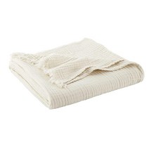 Whisper Organics 100% 유기농 모슬린 면 담요 - GOTS & 공정무역 인증 4겹 통기성 경량 사계절용 사전 세탁된 부드러운 (내추럴 152.4 x 203.2c