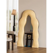 비정형거울 웨이브전신거울 불규칙 피팅 침실 가정용 현관 드레스룸, 기본, 베이지 100x180cm