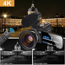 캠코더 Youbute vlogging 터치 스크린 야간 투시경 48mp 레코더 용 4k, af2 마이크 렌즈, 협력사, 64GB SD 카드