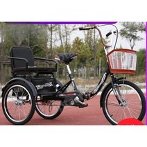 어른세발자전거 노인 삼륜 3발 2인승 삼륜 중년 할아버지 자전거, 20인치벨트_블랙