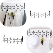 마트498 지그재그 12구 도어후크 블랙 스카프걸이 화장실옷걸이 방문옷걸이 문에거는옷걸이 탈의실옷걸이 가방거치대