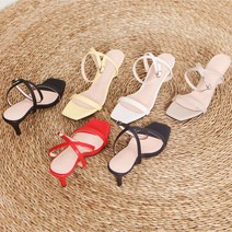 신블리 원라인 미들굽 스트랩 힐샌들 6cm(6color)