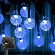 태양열 트링 라이트 야외 60 Led 크리탈 글로브 조명 8 모 방수 전원 파티오 정원 파티 장식, 파란, 5M 20LEDS