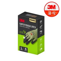 3M 안전장갑 슈퍼터프 라텍스 레져용 장갑 그린 L 1박스(4개입), 없음, 상세 설명 참조