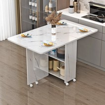 확장형 접이식 테이블 식탁 이동형 스퀘어, BG화이트마블1.4m원형