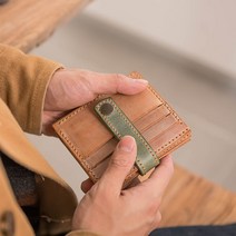가죽공예 DIY 키트 똑딱이 반지갑 만들기 핸드메이드 체험 단체 수업 취미, 빈티지스크럽-오렌지