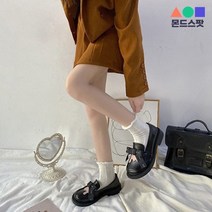 몬드스팟 3cm 여성 통굽 리본 스니커즈 플랫 단화 블랙 (DM581)
