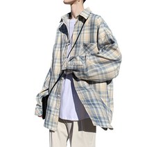 남성용 긴팔 캐주얼 체크 셔츠 하늘비즈 A31 X708J331