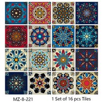 붙이는 타일 방바닥 16pcs 수채화 그림 스타일 벽 스티커 주방 Backsplash 옷장 욕실 방수 필 & 스틱 아트, 04 MZ-8-221_01 20cmX20cmX16pcs