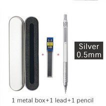 건축 제도 용품 고품질 금속 기계 연필 세트 리드 제도 자동 0.3 2.0mm 미술 공급, 11 0.5 silver with box