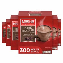 Nestle Hot Chocolate Packets Dark Chocolate Flavor 네슬레 리얼 코코아 함유 다크 초콜릿맛 핫초코 파우더 벌크 0.71oz 300패킷, 1개