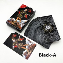 타로카드 TAROT 타로마스터 데크 플라스틱 타로 카드 방수 내구성 라이더 웨이트 골드 블랙 블루 오라클 카드 운세 가이드 북, 블랙-A-1 데크