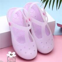 ZZJJC 포두동 슈즈 여 웨지가든 비치힐 젤리 샌들 플랫 미끄럼 방지 해변 도톰바닥 슬리퍼