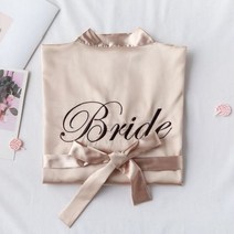 신부 새틴 실크 가운 웨딩 신부 들러리 가운 신부 샤워 독신 파티 선물 웨딩 장식, M, champagne bride