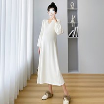 쇼피라라 가을임부복 임부복원피스 빅사이즈 루즈핏 화이트 블랙 니트원피스
