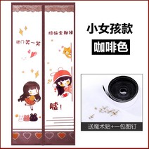 모기 방지 마술 패치 여름 가정용 프린트 자수사 자기 흡입 차단 모기 방지 커튼 공장 완제품 도매 커튼, 소녀 전자석 - 커피색, 100cm*220cm