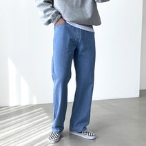 빠델 남성용 사계절 밴딩 세미와이드 청바지 데님팬츠