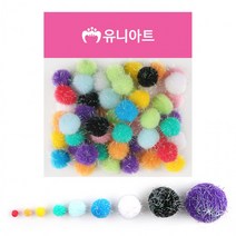 유니아트 5000 반짝이퐁퐁 만들기재료 30mm, 혼합색상, 6개
