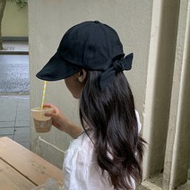 브랑스 뒷리본 넓은 챙 모자