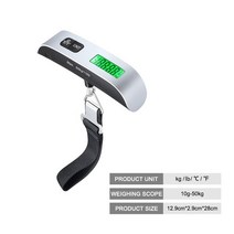 휴대용 LCD 디지털 행잉 저울 수하물 가방 무게 여행 전자 중량 도구용 벨트 포함 50 kg/110lb, 01 Black, 한개옵션1