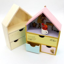 하우스 3칸 서랍 우드반제품 27cm x 19cm M-01-028, 1개