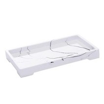 Mightree 화장대 트레이 화장실 탱크 트레이 화이트 우아한 대리석 패턴 욕조 트레이 작은 물건을 수집하기 위한 화장대 욕실 정리함 메이크업 책상 트레이 레진 드레서 주, White